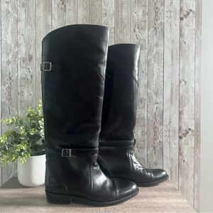 Frye Dorado Knee High Black Leather Riding Boots 7